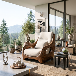 Organic Armchair Smooth Curved For Living Room