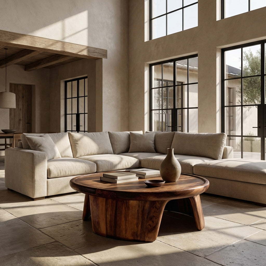 Modern Coffee Table With Three Pedestal Base For Living
