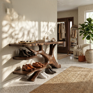 Rustic Tall Shoe Rack For Mudroom Hallway Storage Corner