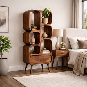 Minimalist Wooden Bookshelf For Contemporary Living Room