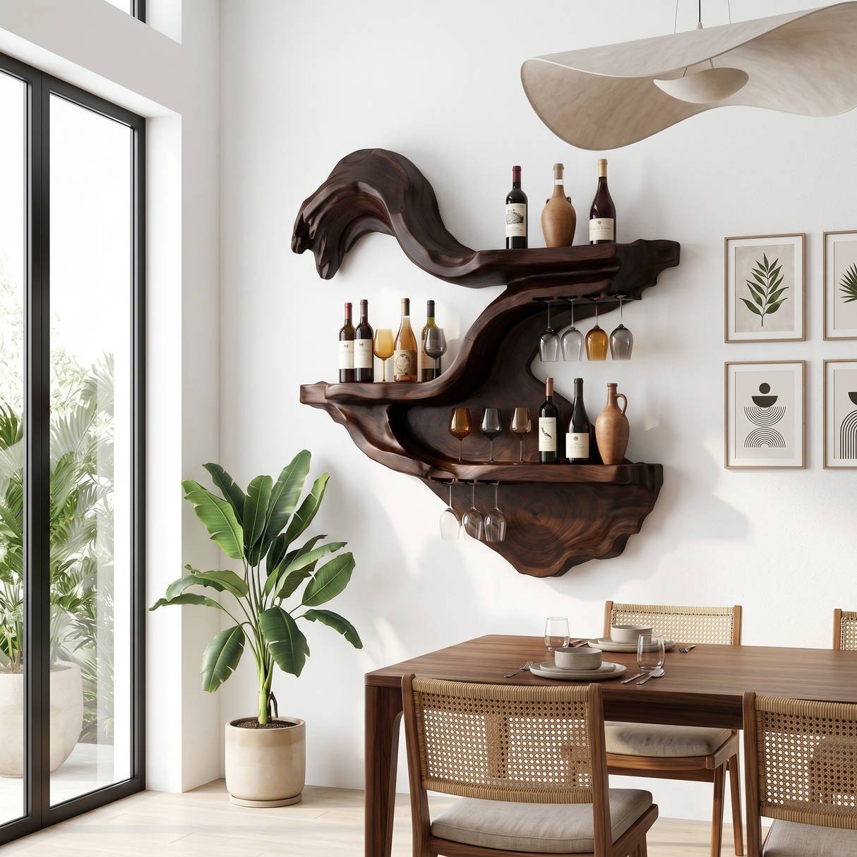 Farmhouse Wall Mounted Wine Rack For Kitchen
