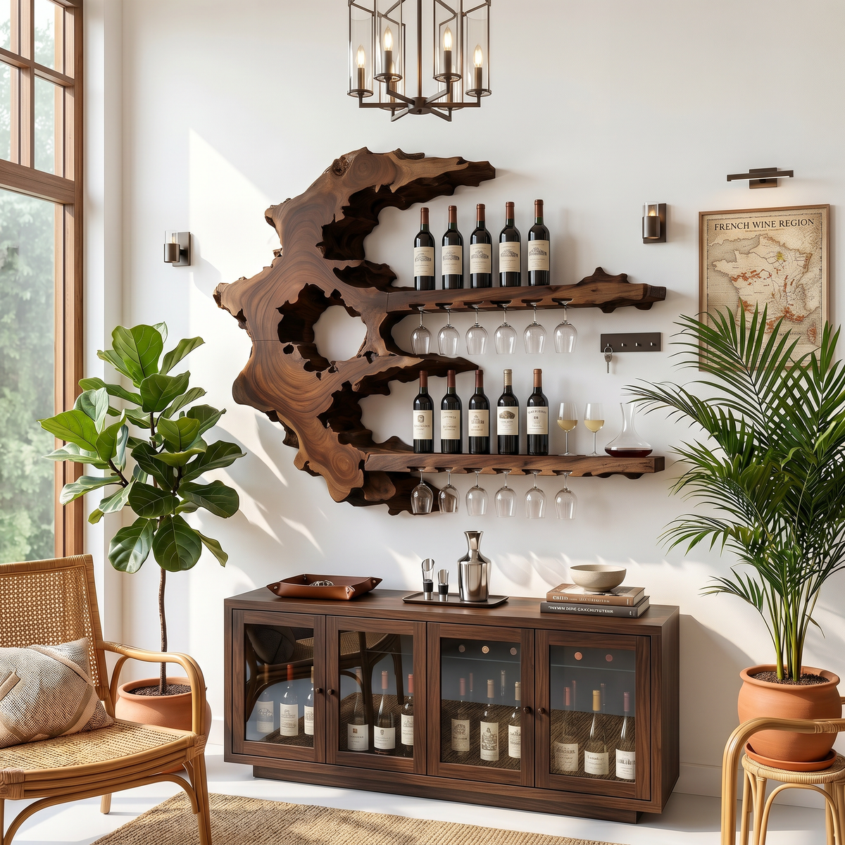 Handcrafted Rustic Wall Wine Rack For Wine Cellar