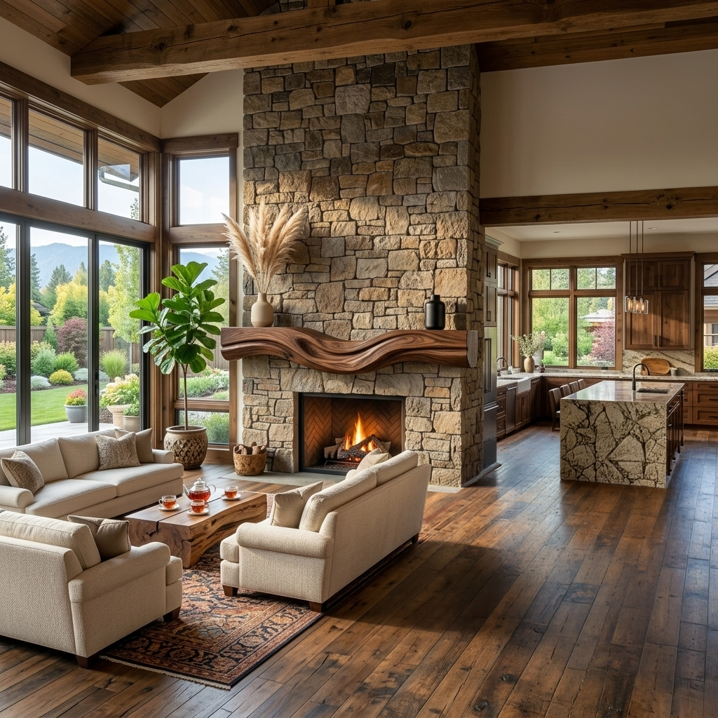 Rustic Fireplace Mantel With Live Edge Design For Cozy Home