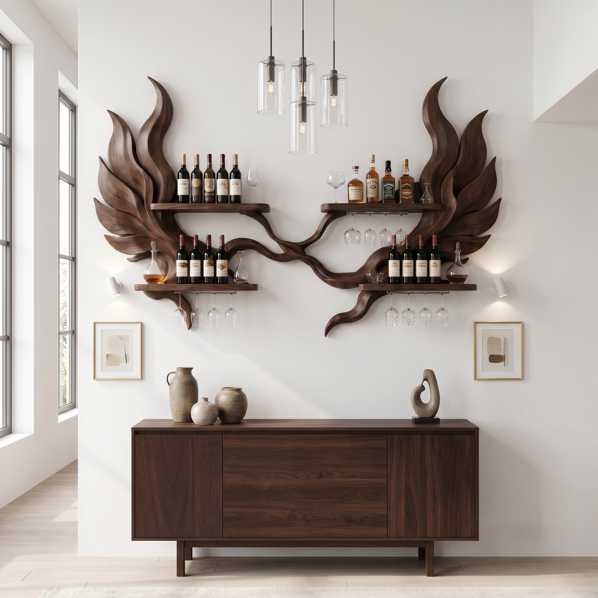 Handcrafted Luxury Wall Wine Rack For Wine Lounge
