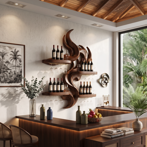 Mid Century Floating Wine Rack For Kitchen