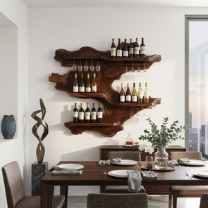Handcrafted Mid Century Wine Bottle Holder For Living Room