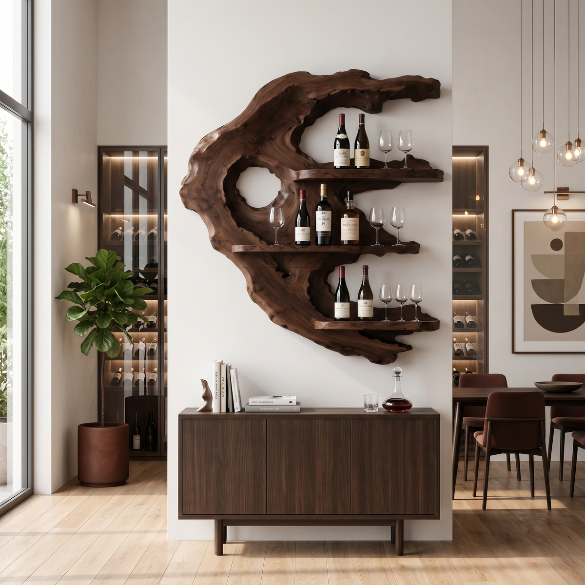 Handcrafted Minimalist Wall Mounted Wine Rack For Home