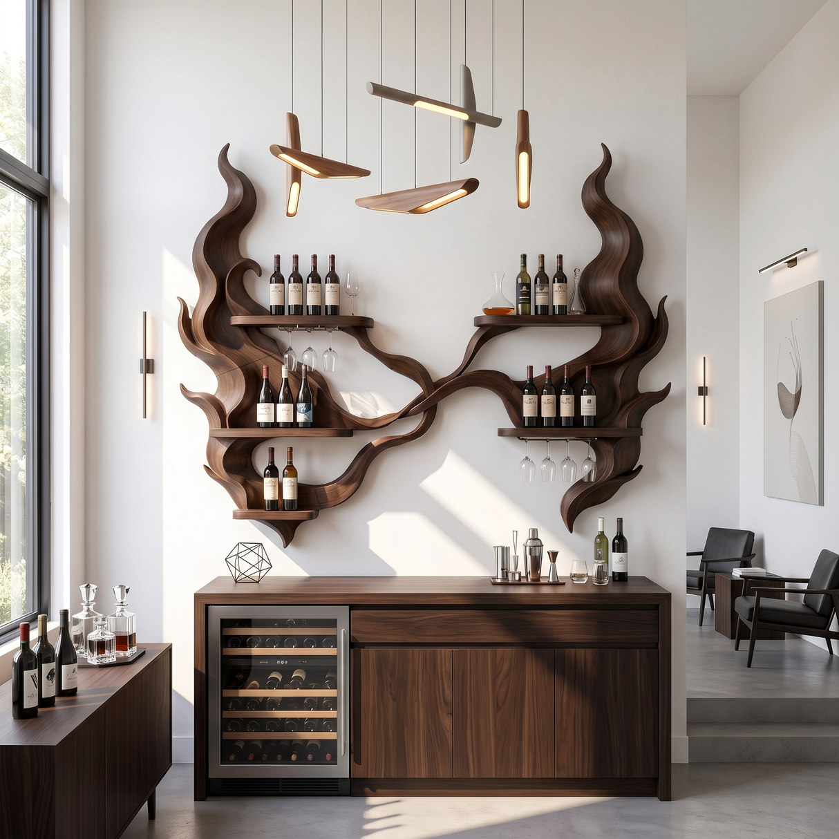 Handcrafted Organic Modern Wine Display Rack For Restaurant