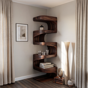 Modern Corner Wave Bookshelf For Living Room Or Contemporary Interior