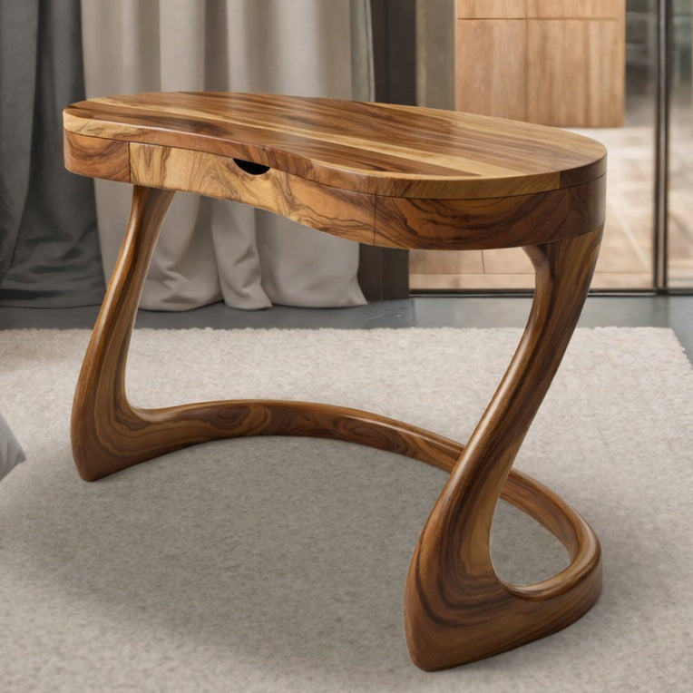 Modern Sculpted Desk With Drawers For Minimalist Home Office