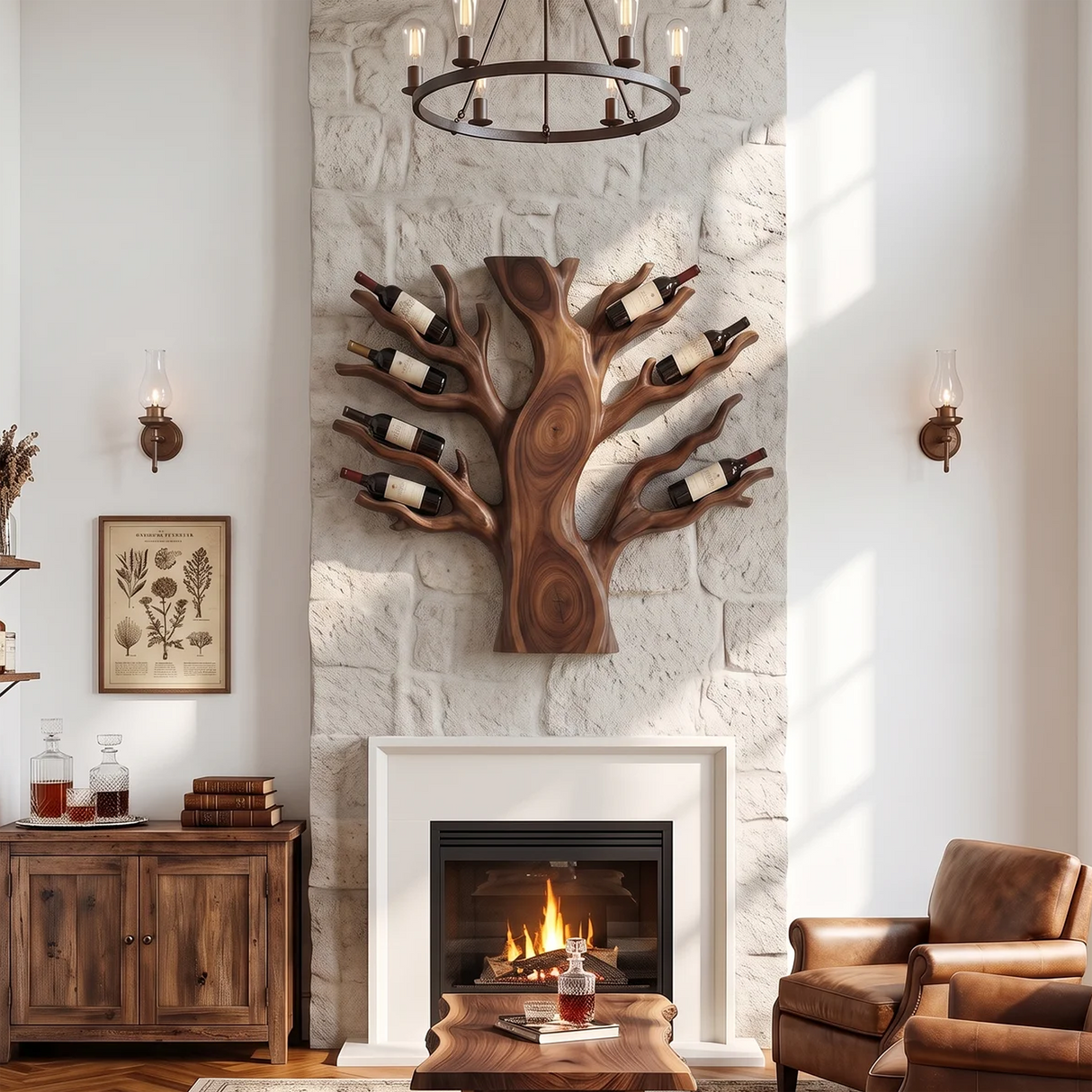Coastal Floating Wine Rack For Living Room