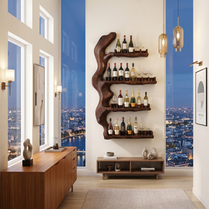 Handcrafted Japandi Wall Wine Rack For Modern Interior