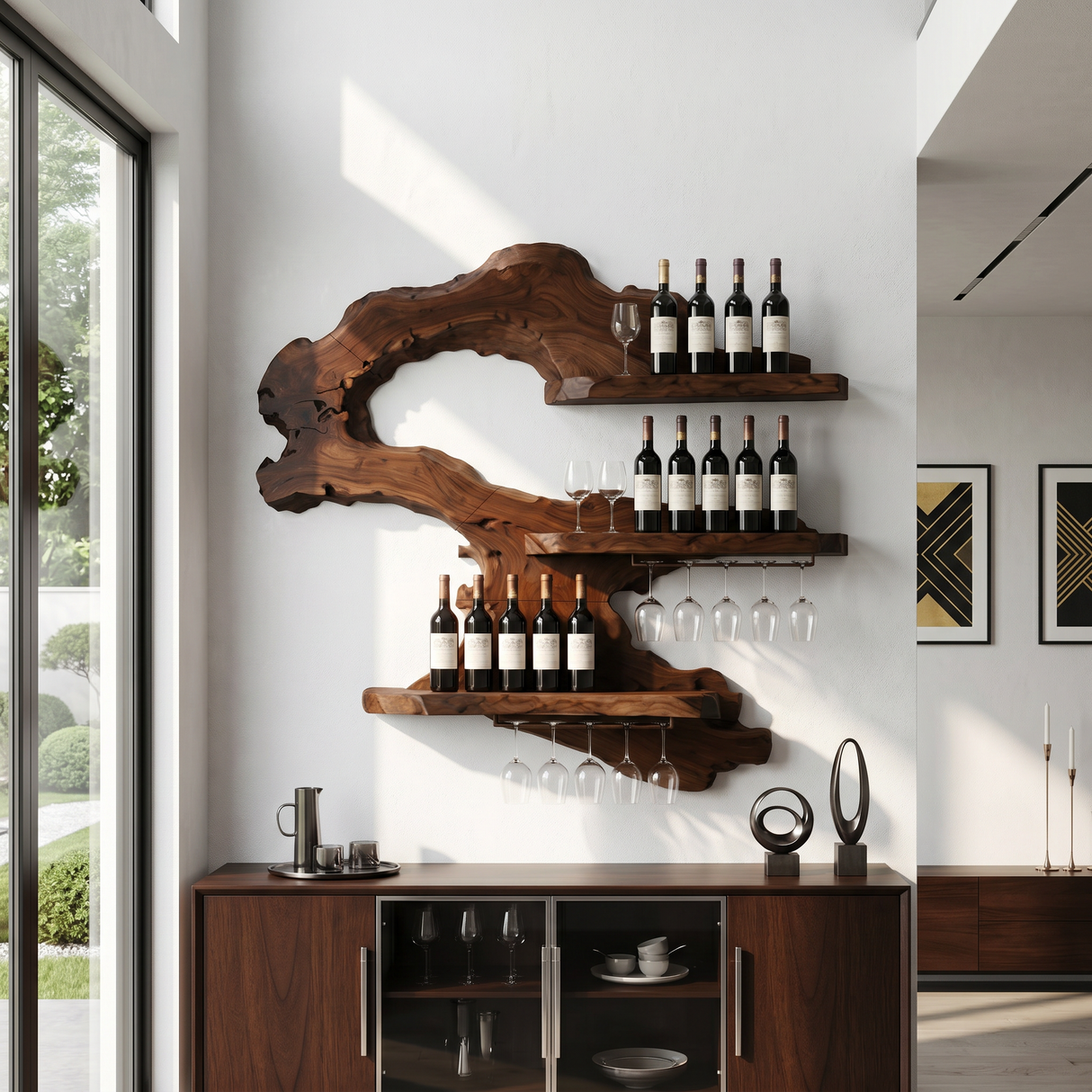 Mid Century Wine Rack Wall Mounted For Home Bar