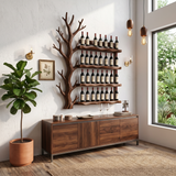 Handcrafted Japandi Wine Glass Holder For Kitchen Wall