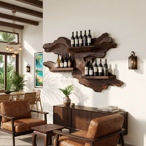 Farmhouse Wooden Wine Rack For Home Bar