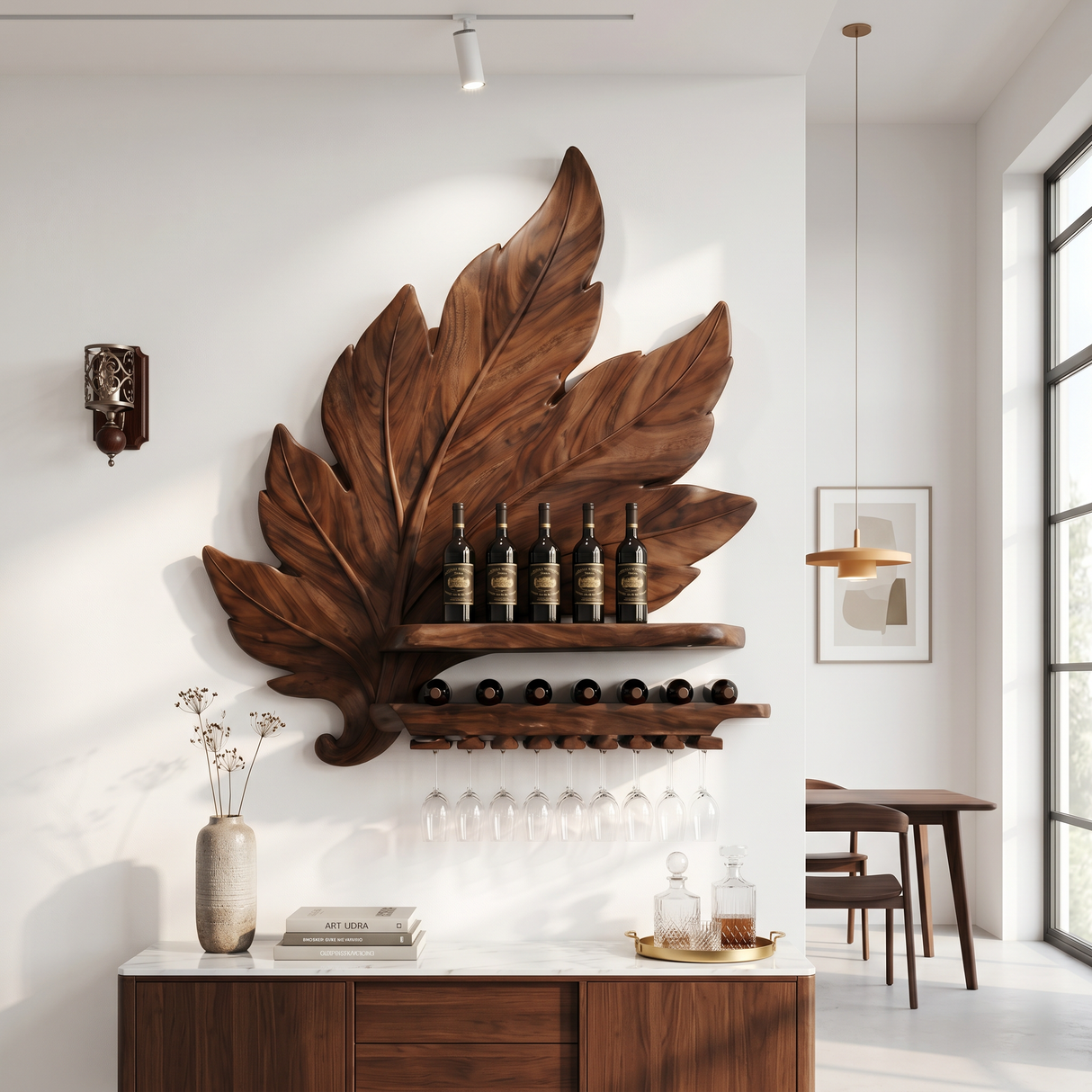 Handcrafted Industrial Wine Display Rack For Dining Room