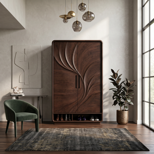 Minimalist Textured Surface Wardrobe For Guest Room Interior