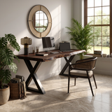 Tropical Computer Desk With Live Edge Top For Home Office