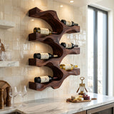 Artistic Natural Wood Wine Rack For Modern Kitchen Wall Decor
