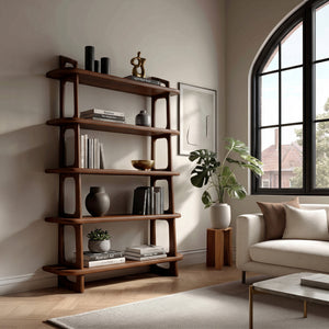 Contemporary Wooden Standing Shelf For Living Room Corner