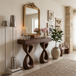 Wooden Console Table With Two-Figure-8 Base For Modern Interior
