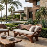 Modern Sofa With Sculptural Flowing Backrest For Living Room