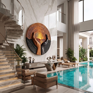Handcrafted Wooden Wall Art Sculpture For Living Room Furniture