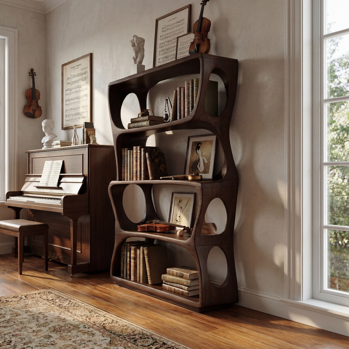 Minimalist Artistic Bookshelf Storage Organizer For Bedroom Space