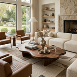 Wooden Coffee Table With Wave Tabletop For Luxury Living Room