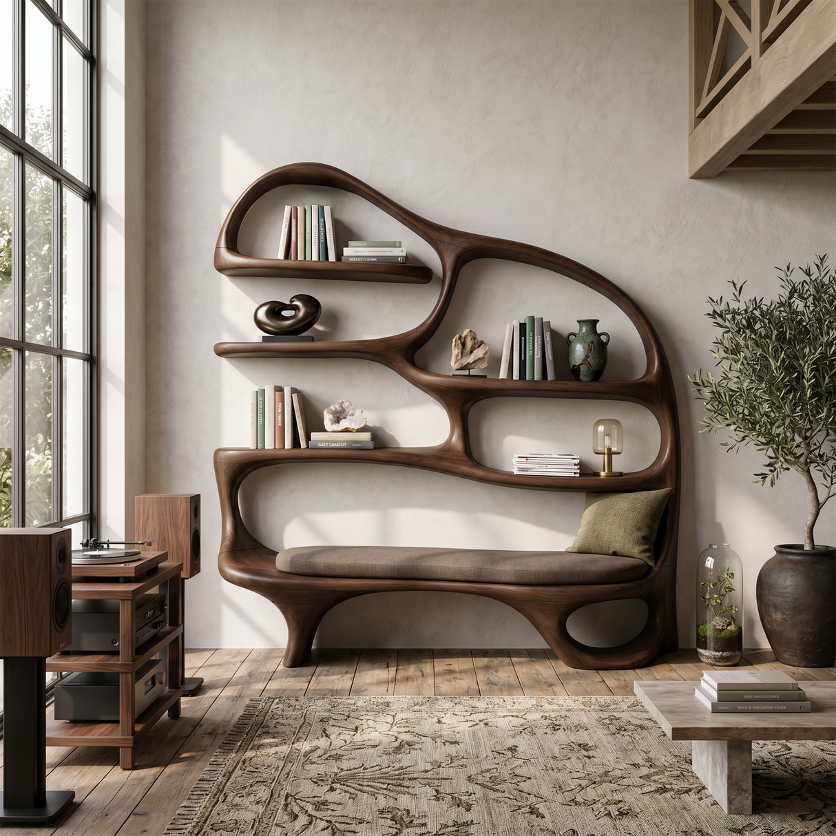 Modern Reading Nook Bookcase For Contemporary Living Room
