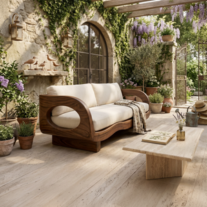 Rustic Contemporary Wood Sofa Garden Terrace Living Space