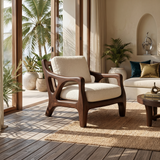 Luxury Resort Style Wooden Lounge Chair Poolside Patio