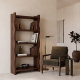 Modern Vertical Bookshelf With Natural Grain Design For Living