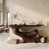 Mid Century Wooden Console Table For Living Room