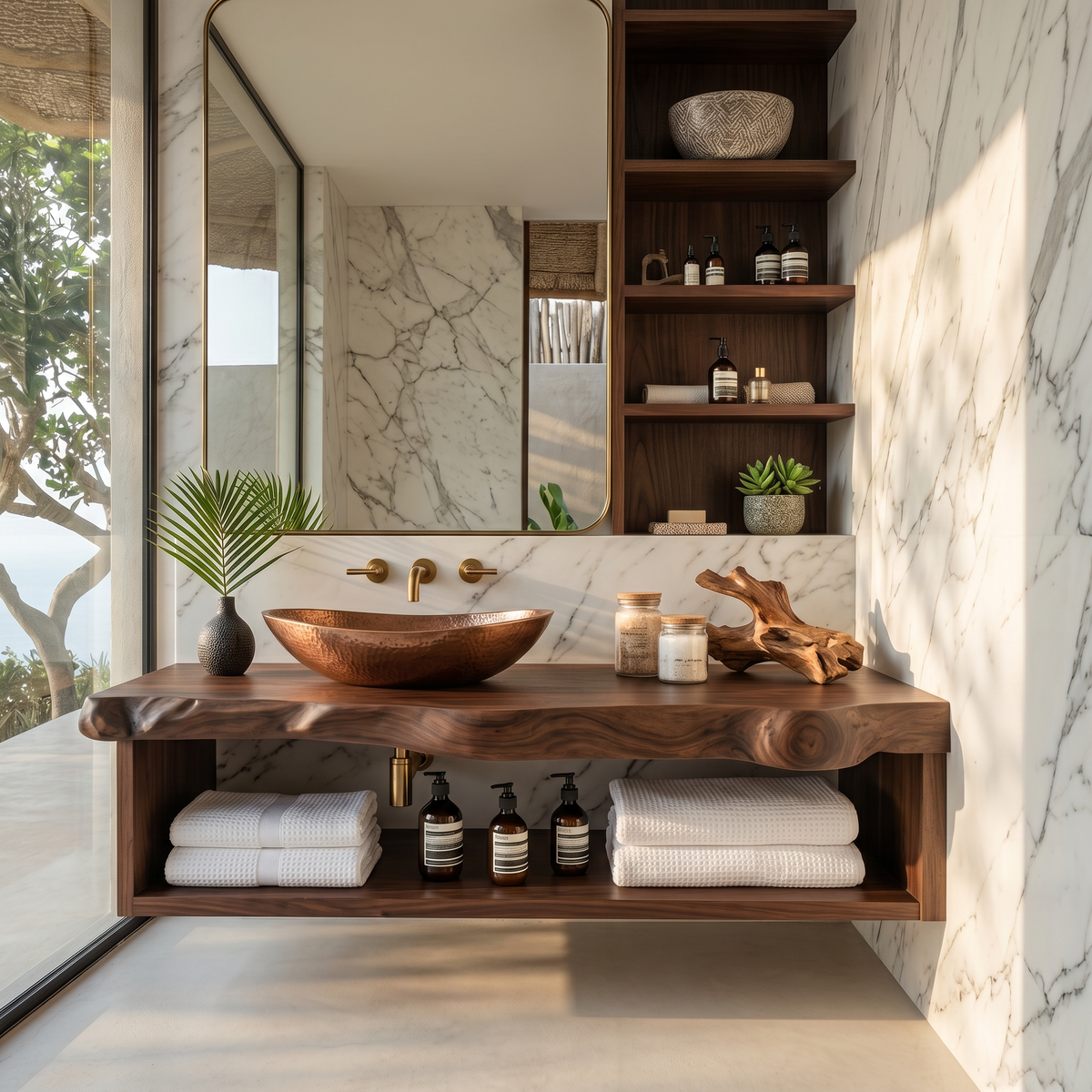 Rustic Solid Wood Vanity For Cozy Bathroom Furniture Decor