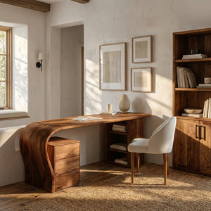 Contemporary Writing Desk With Open Shelf For Home Office