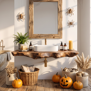 Modern Wooden Live Edge Bathroom Shelf For Furniture Decor Halloween Ideas