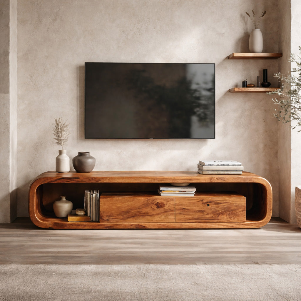 Minimalist Modern Organic TV Console Media Unit For Living Room