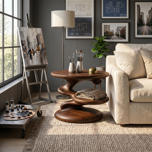 Minimalist Open Shelf Side Table Cozy Living Room