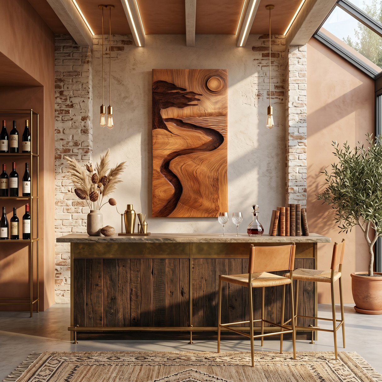 Organic Desert Wood Wall Art For Minimalist Contemporary Interior Design