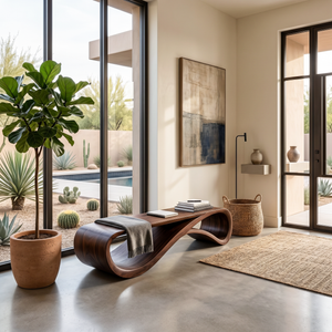 Contemporary Bench With Wave Shape For Living Room