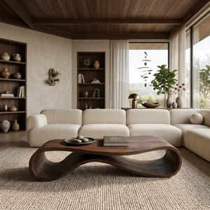 Sculptural Coffee Table With Undulating Base For Luxury Living Room