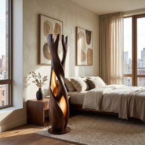 Statement Wooden Sculpture Lamp  For Luxury Home