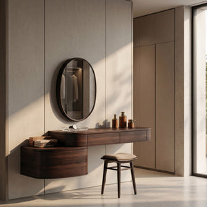 Modern Wooden Wall Mounted Makeup Vanity For Bedroom