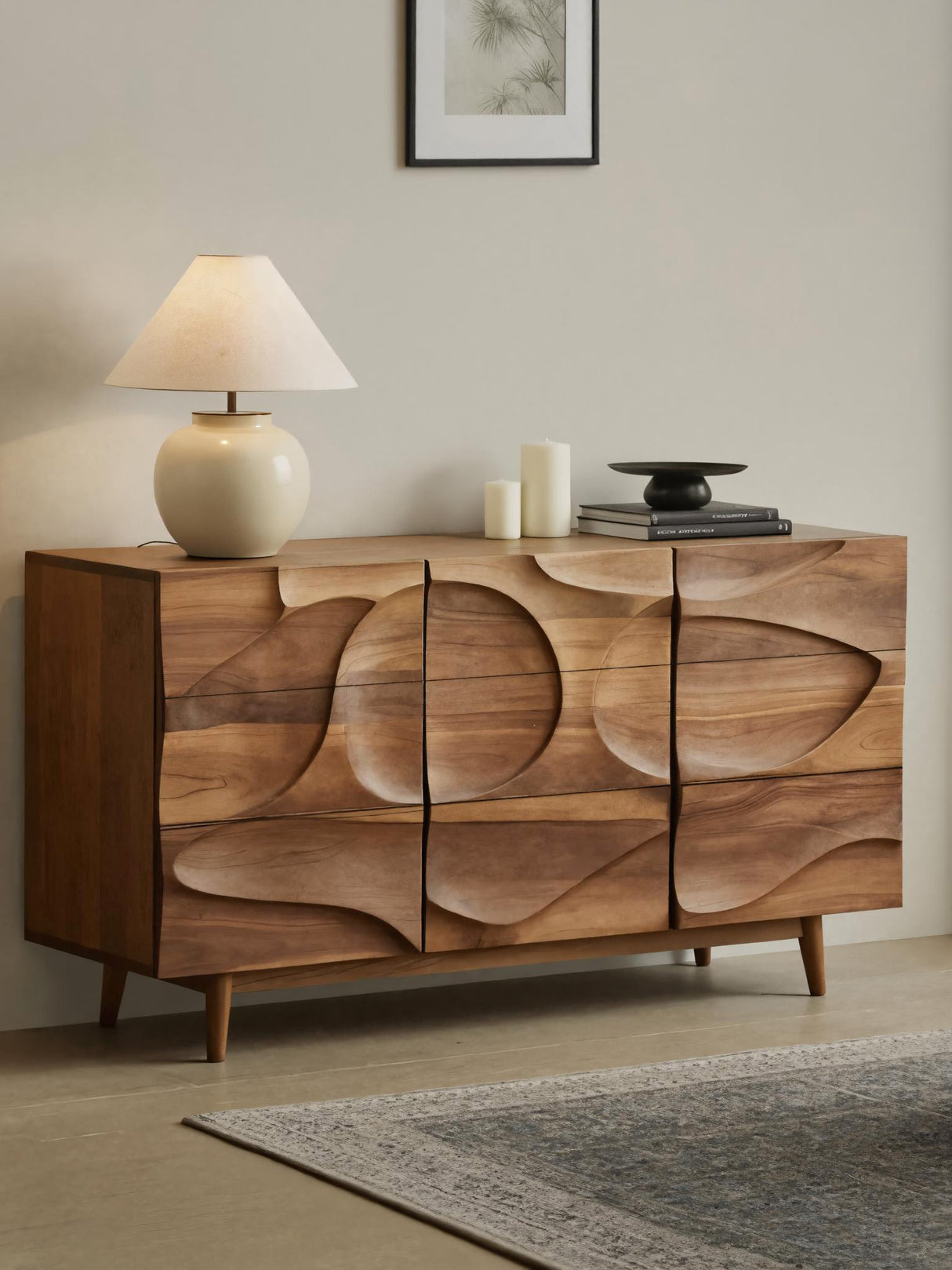 Contemporary Carved Sideboard For Living Room Or Dining Room