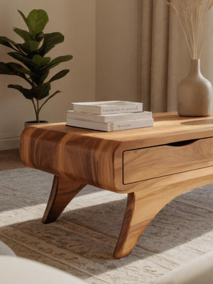 Handcrafted Coffee Table With Drawers For Living Room