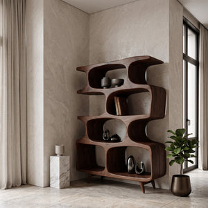 Modern Open Wooden Bookshelf For Beach House