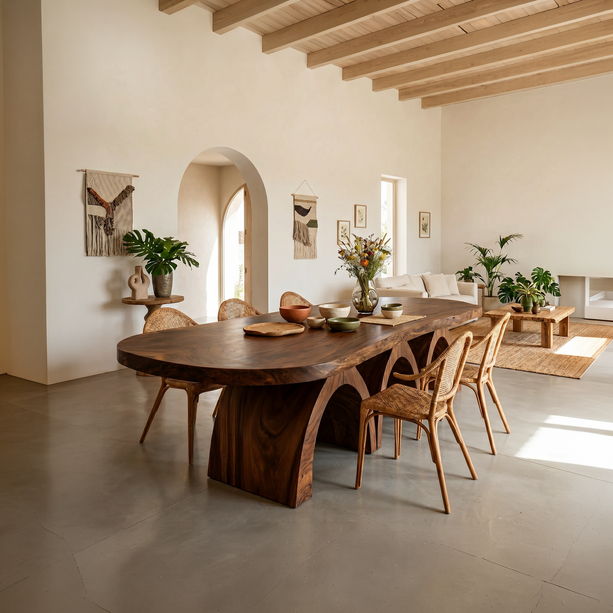 Scandinavian Live Edge Dining Table For Open Dining Area