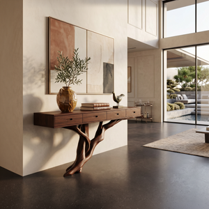 Mid Century Wooden Console Table For Living Room Contemporary Accent