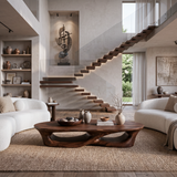 Organic Oval Coffee Table With Sculptural Base For Modern Living